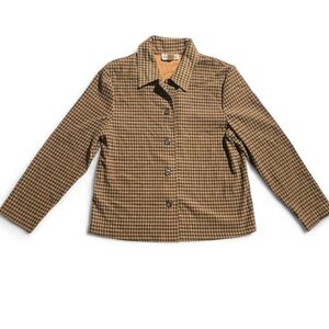 VTG 90s Briggs Houndstooth Shacket Made in Canada Blazer Dark Academia Brown | L